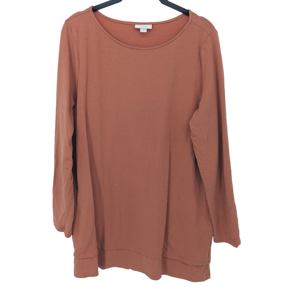 Pure Jill Long Sleeve Top Womens Large Orange Pima Cotton Pockets‎ Tunic Sweater